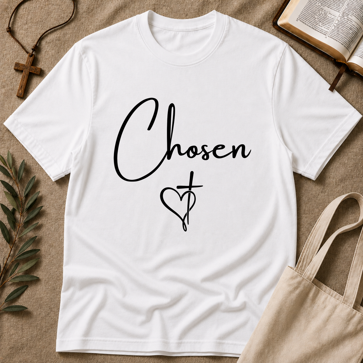 Chosen Christian T-Shirt | Identity in Christ Faith Shirt | Christian Cross Graphic Tee Breaking Bread Designs