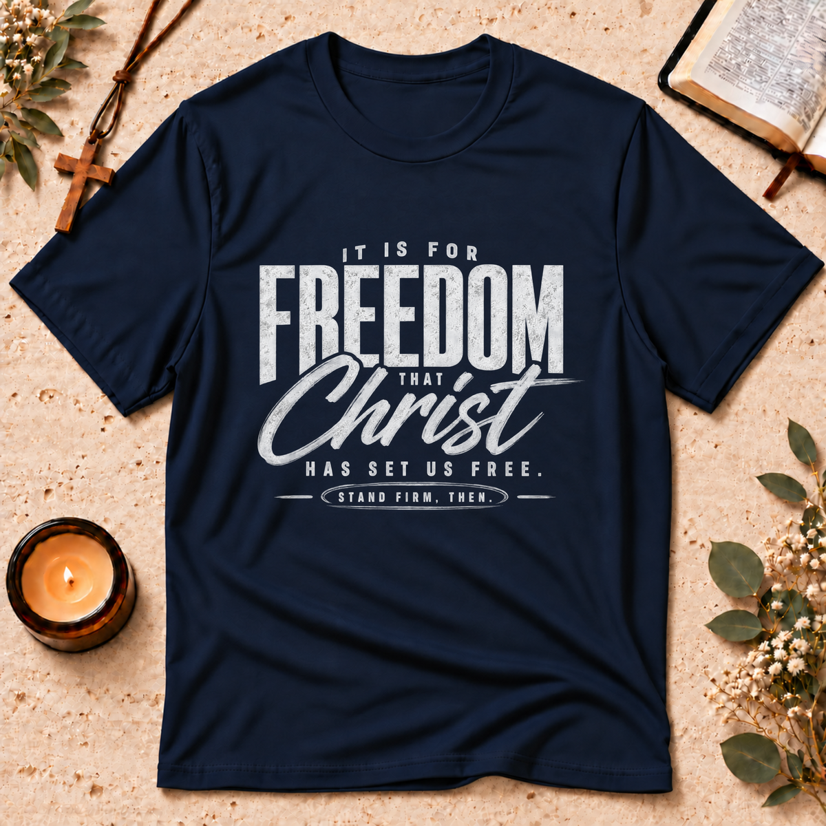 Christ Has Set Us Free Christian T-Shirt Breaking Bread Designs