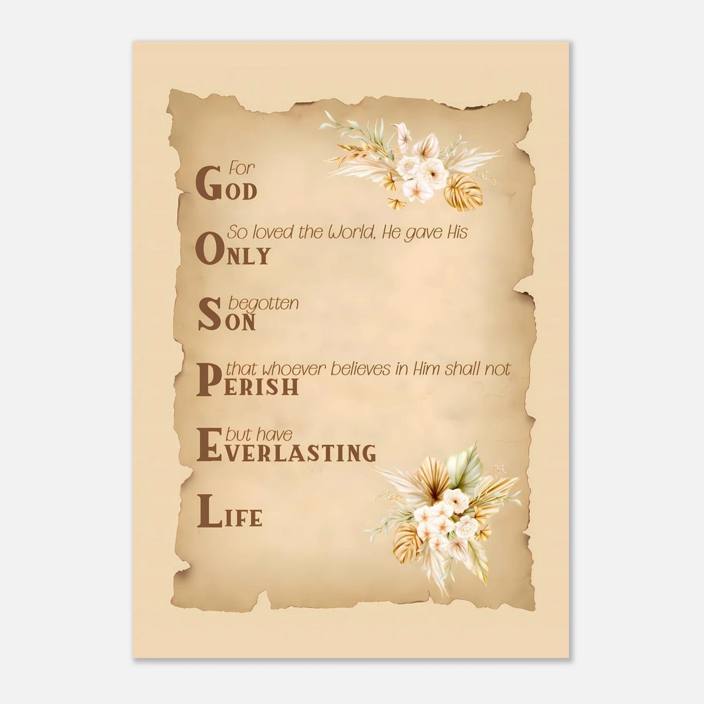 Vintage christian poster with text and floral elements