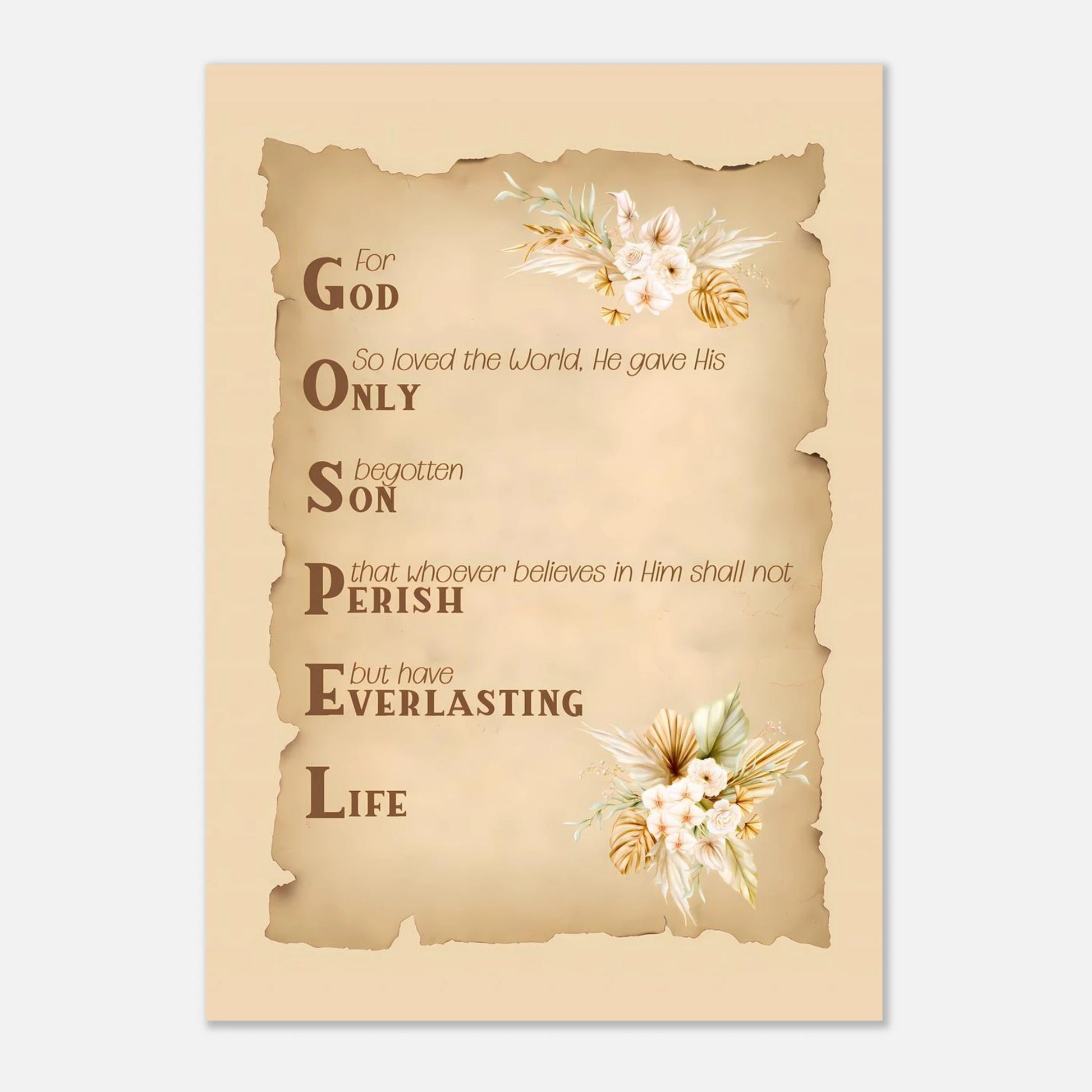 Vintage christian poster with text and floral elements