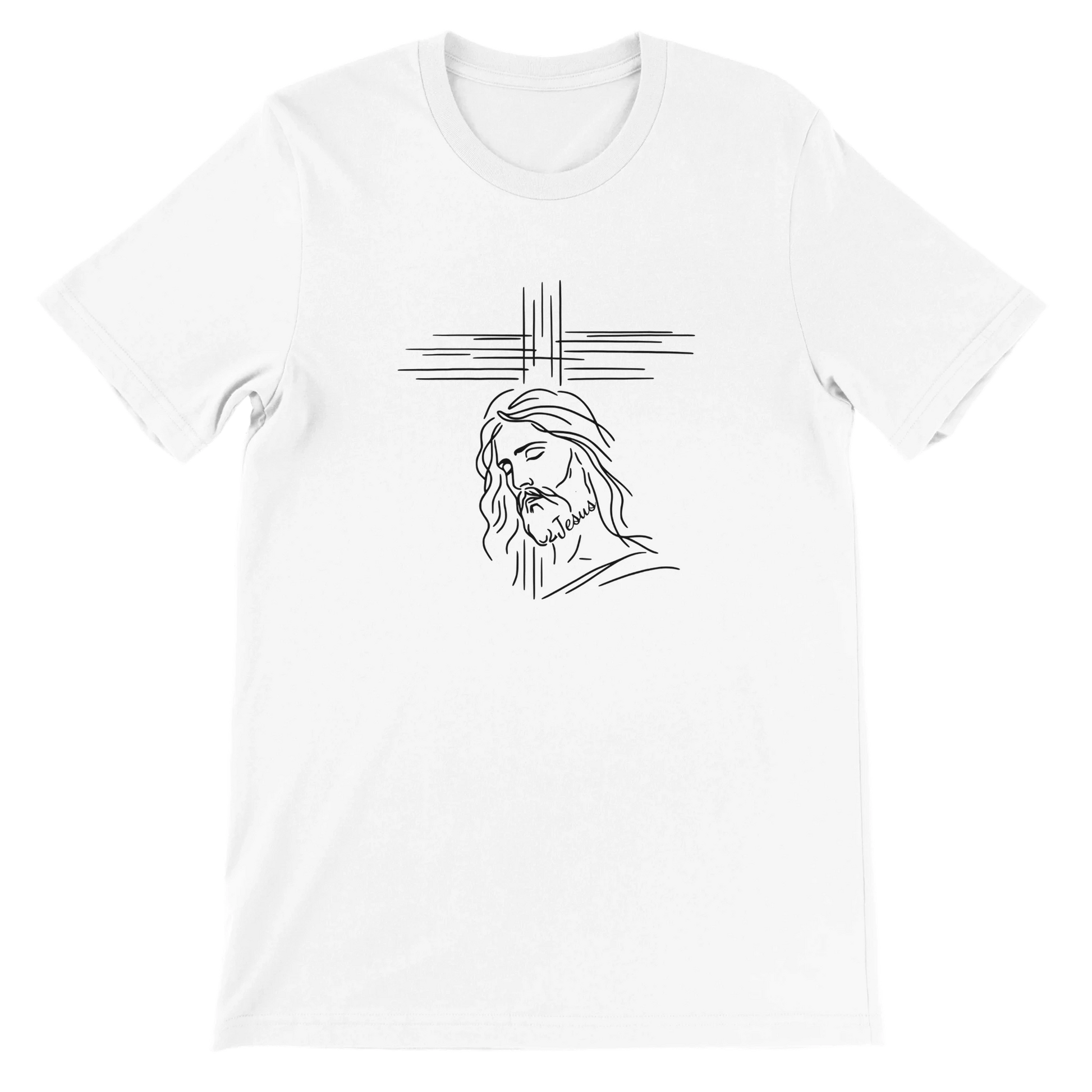 Christian Minimalist Jesus Line Art Graphic Design White T-Shirt – Unisex Fit - Breaking Bread Designs