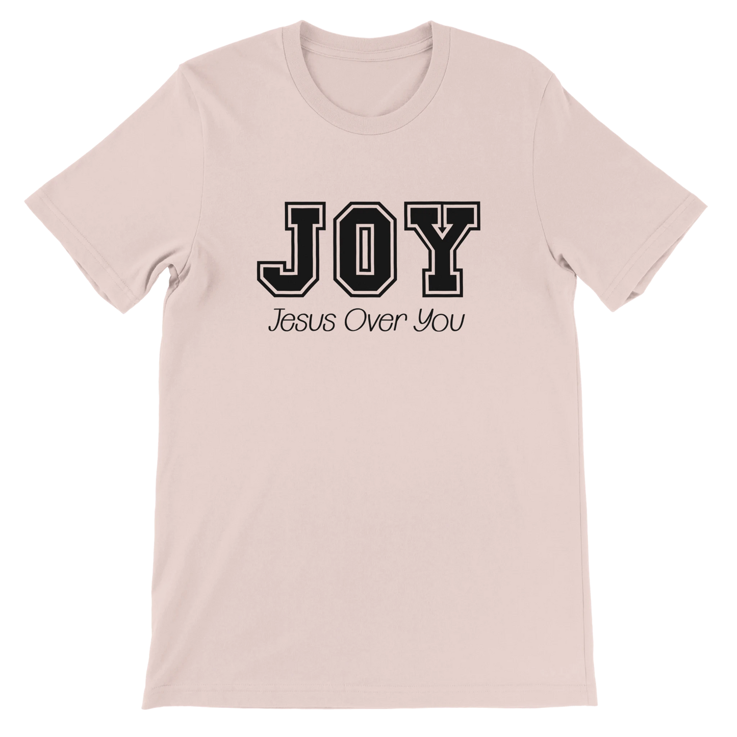 JOY Jesus Over You Varsity Text Design T-Shirt – Christian Minimalist Tee - Breaking Bread Designs