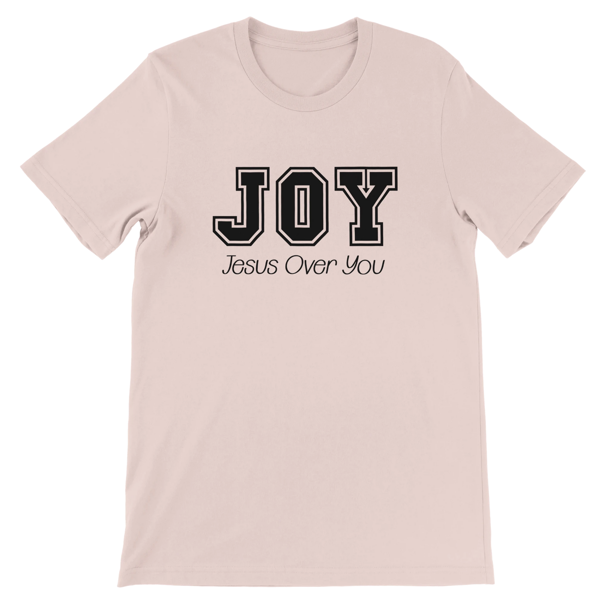 JOY Jesus Over You Varsity Text Design T-Shirt – Christian Minimalist Tee - Breaking Bread Designs