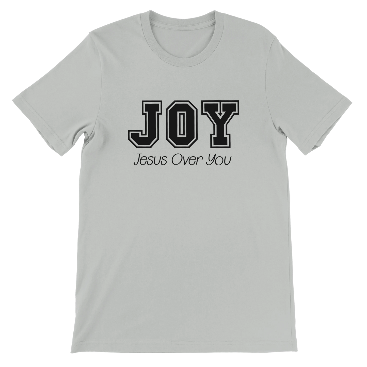 JOY Jesus Over You Varsity Text Design T-Shirt – Christian Minimalist Tee - Breaking Bread Designs