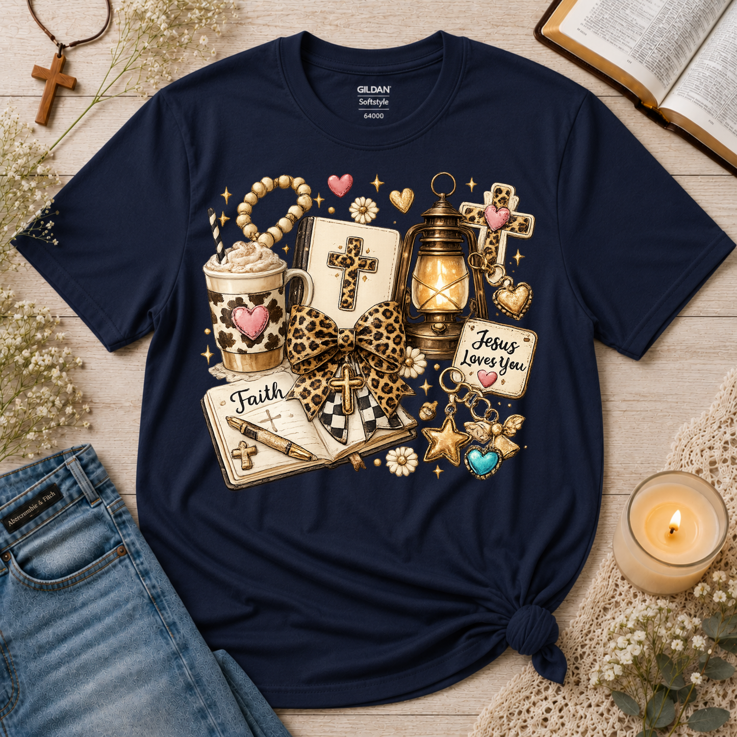 Jesus Loves You Christian T-Shirt | Faith & Christian Collage Tee Breaking Bread Designs