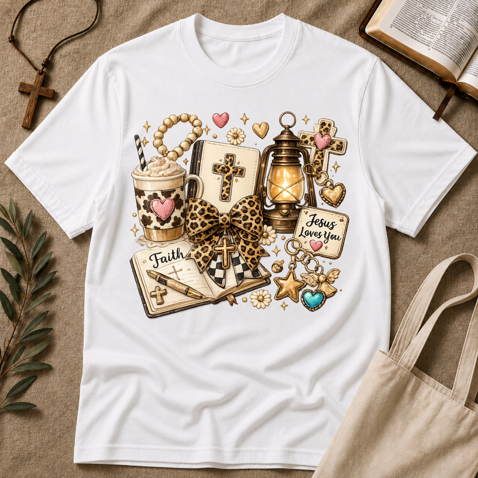 Jesus Loves You Christian T-Shirt | Faith & Christian Collage Tee Breaking Bread Designs