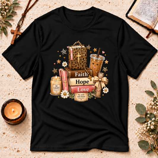 Faith Hope Love Christian Collage T-Shirt Breaking Bread Designs