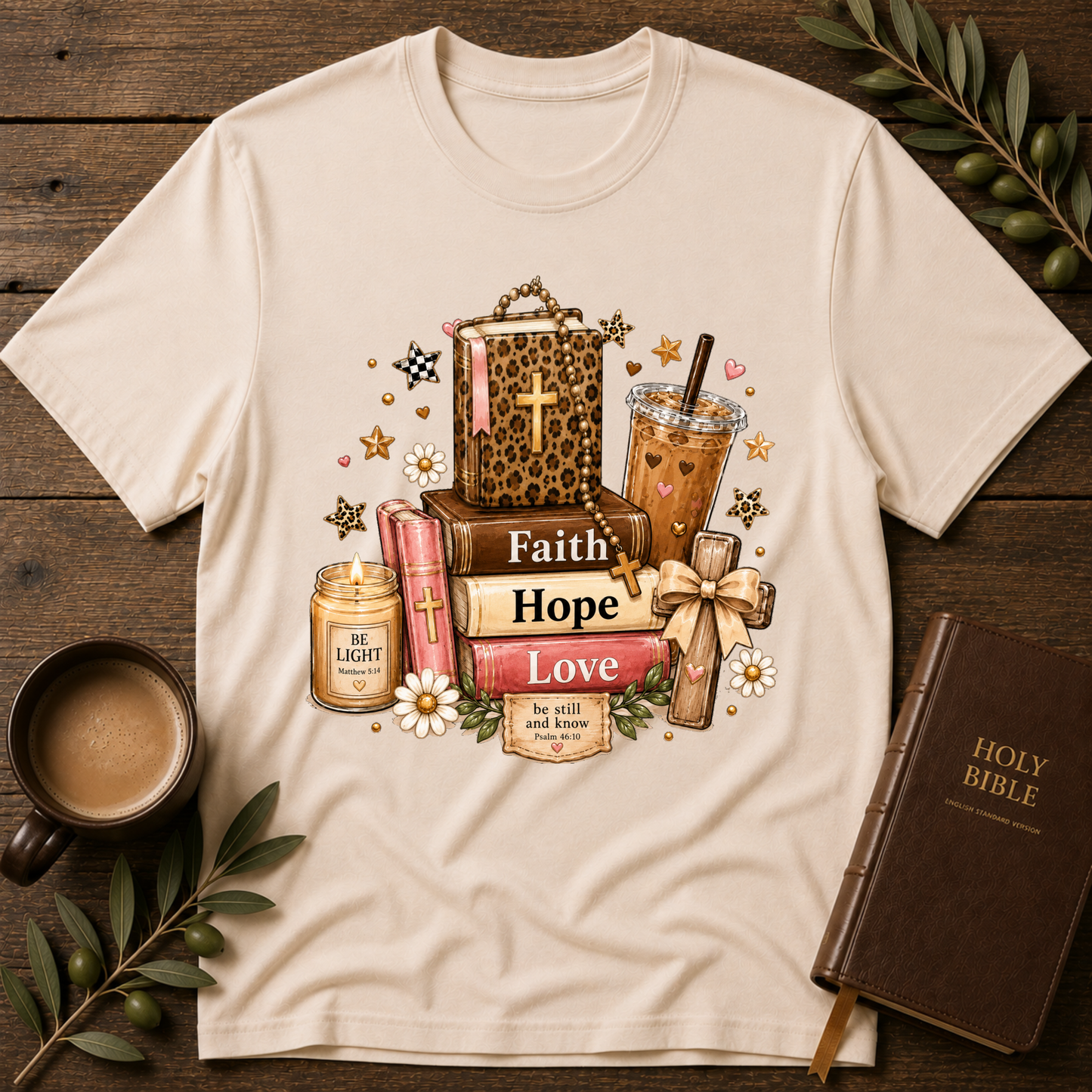 Faith Hope Love Christian T-Shirt | 1 Corinthians 13:13 Faith Tee Breaking Bread Designs