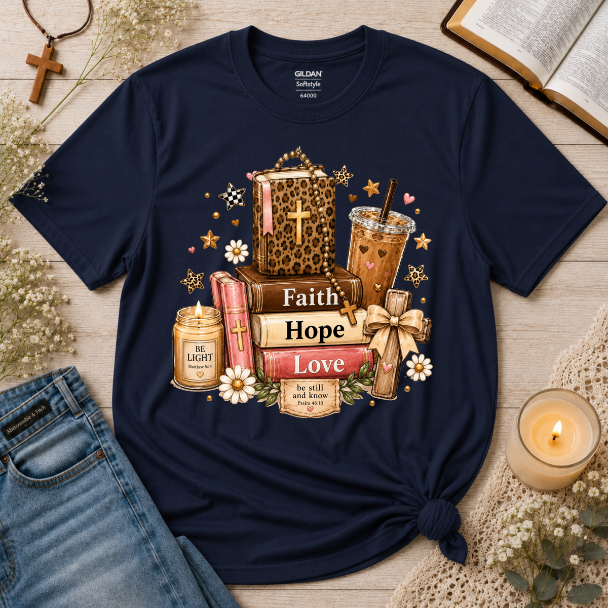 Faith Hope Love Christian T-Shirt | 1 Corinthians 13:13 Faith Tee Breaking Bread Designs