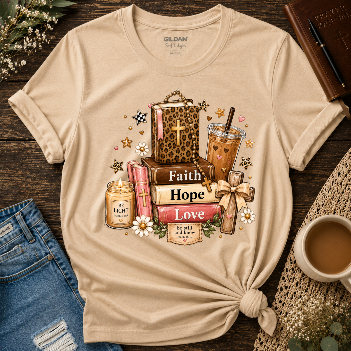 Faith Hope Love Christian T-Shirt | 1 Corinthians 13:13 Faith Tee Breaking Bread Designs