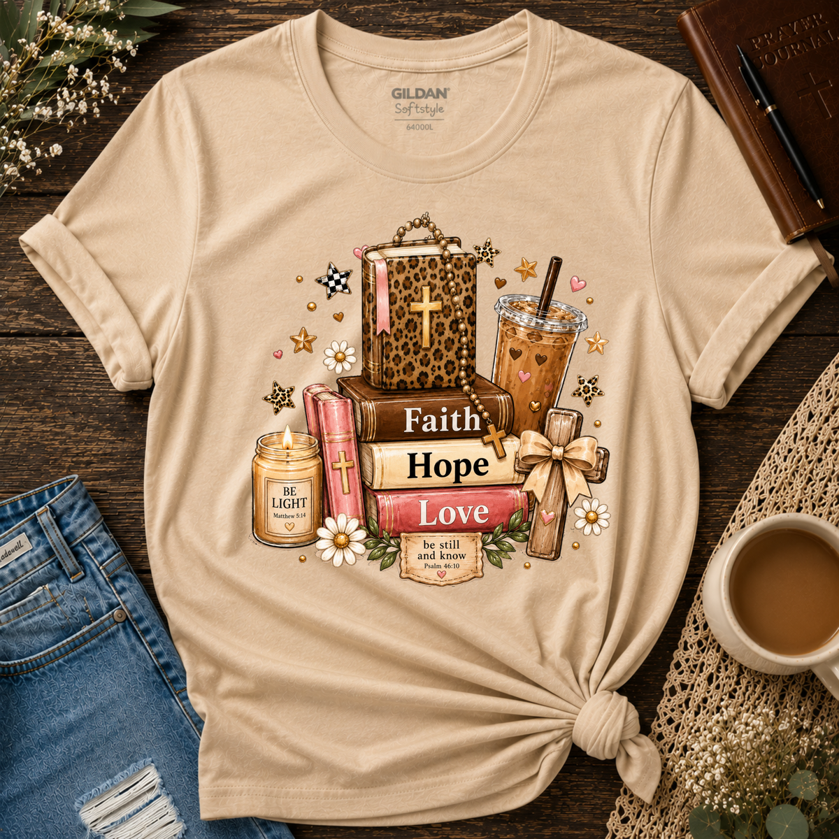 Faith Hope Love Christian T-Shirt | 1 Corinthians 13:13 Faith Tee Breaking Bread Designs