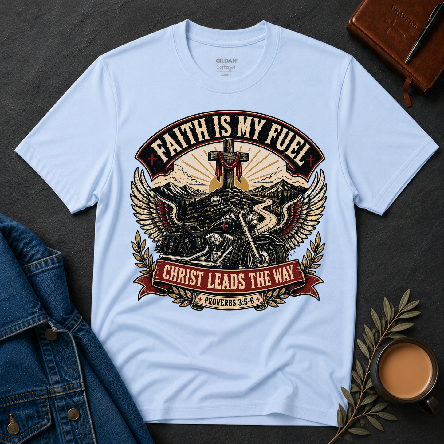 Faith Is My Fuel T-Shirt | Christian Motorcycle Shirt Breaking Bread Designs