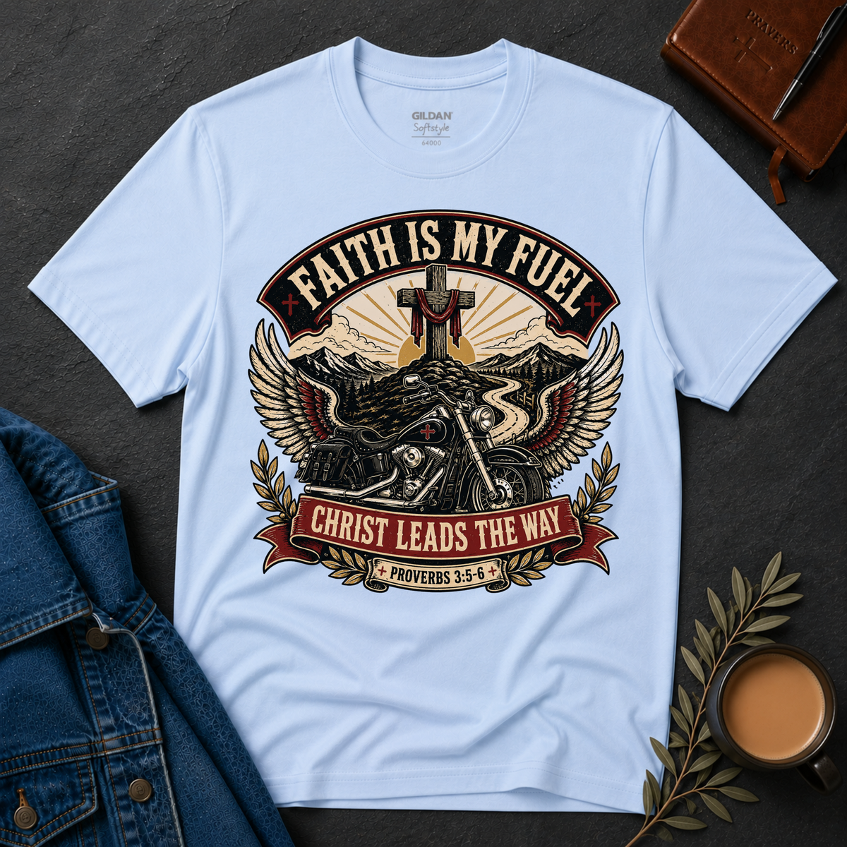 Faith Is My Fuel T-Shirt | Christian Motorcycle Shirt Breaking Bread Designs