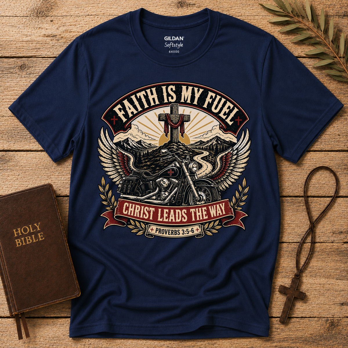 Faith Is My Fuel T-Shirt | Christian Motorcycle Shirt Breaking Bread Designs