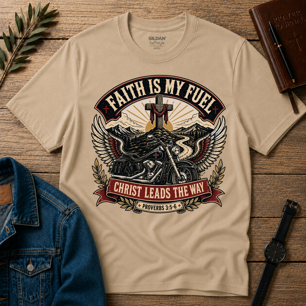 Faith Is My Fuel T-Shirt | Christian Motorcycle Shirt Breaking Bread Designs