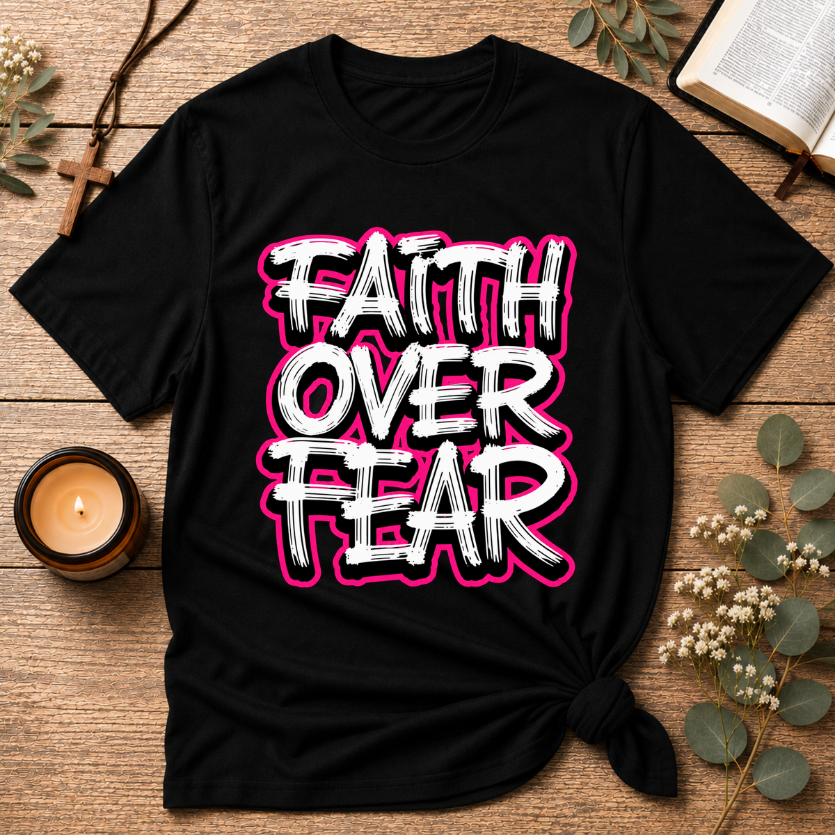 Faith Over Fear Christian T-Shirt | Inspirational Bible Shirt Printify