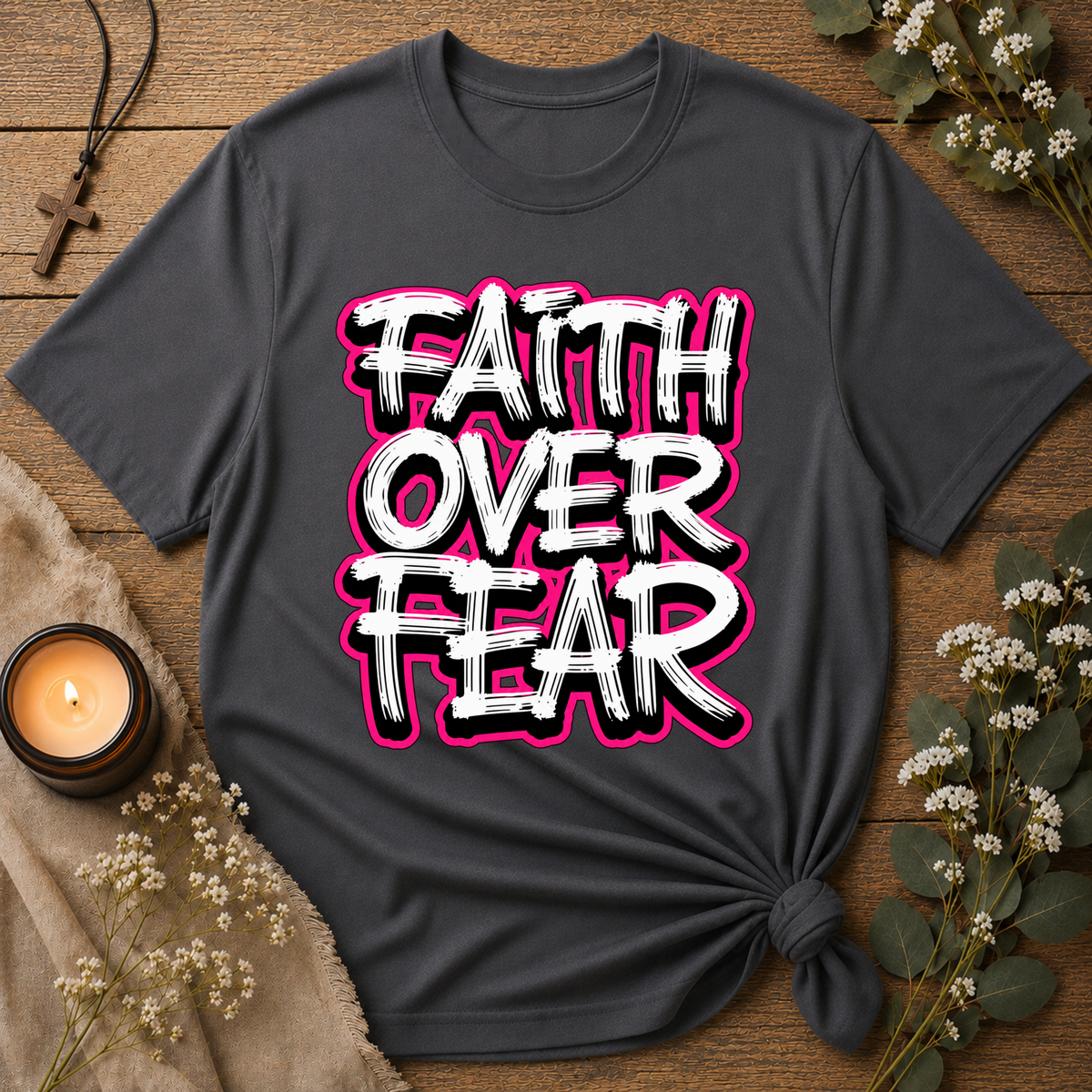 Faith Over Fear Christian T-Shirt | Inspirational Bible Shirt Printify