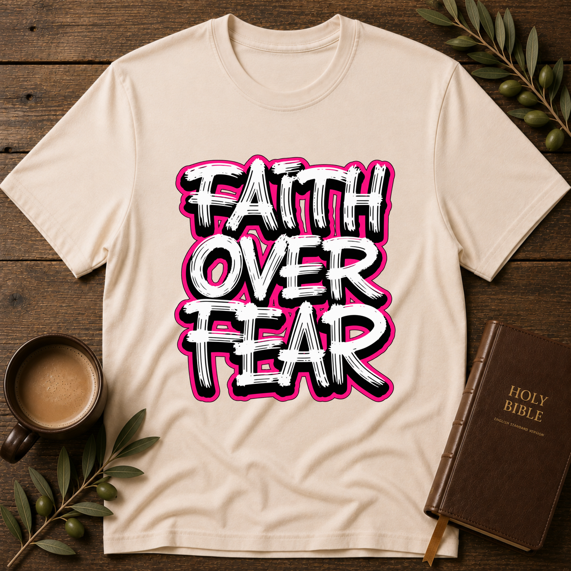 Faith Over Fear Christian T-Shirt | Inspirational Bible Shirt Printify