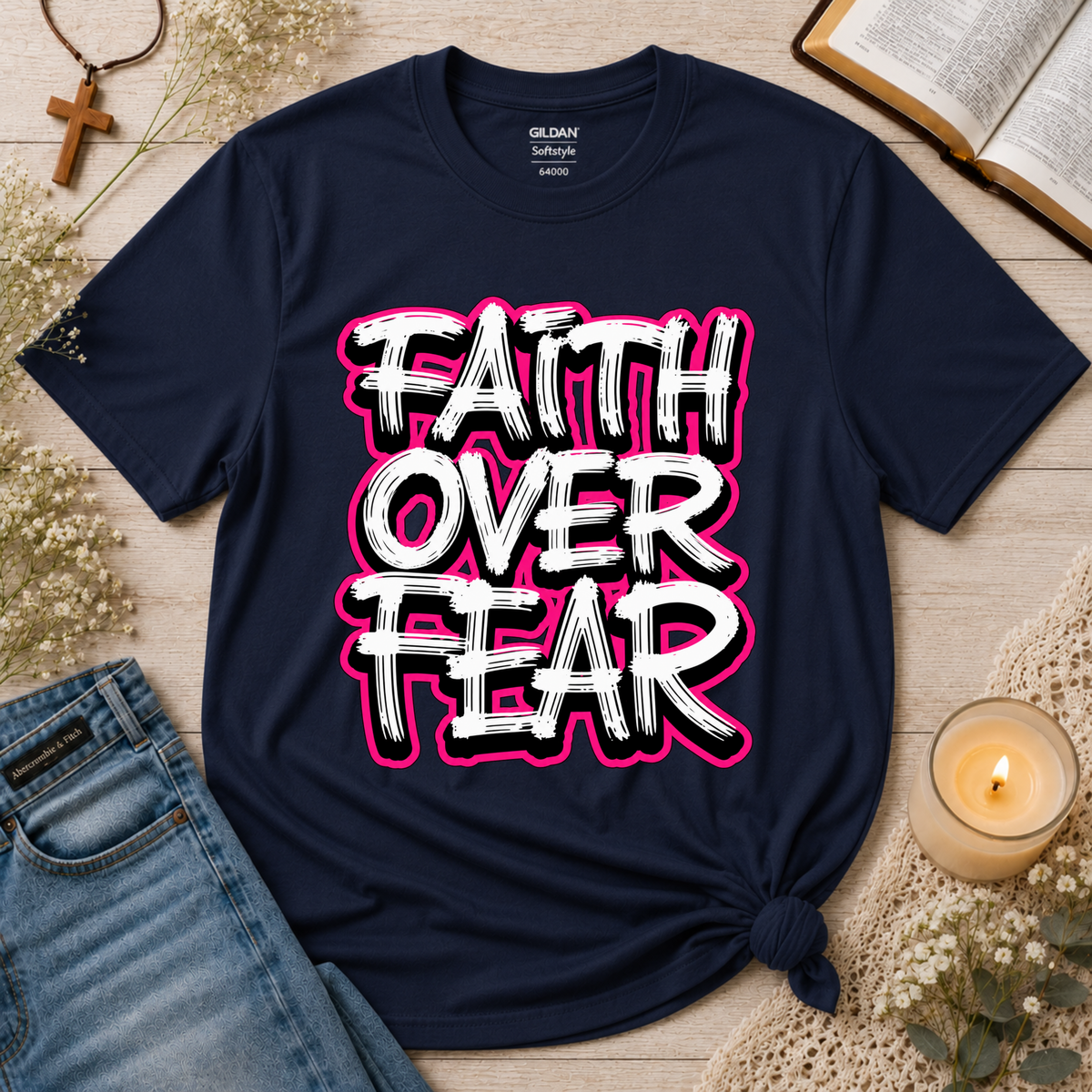 Faith Over Fear Christian T-Shirt | Inspirational Bible Shirt Printify