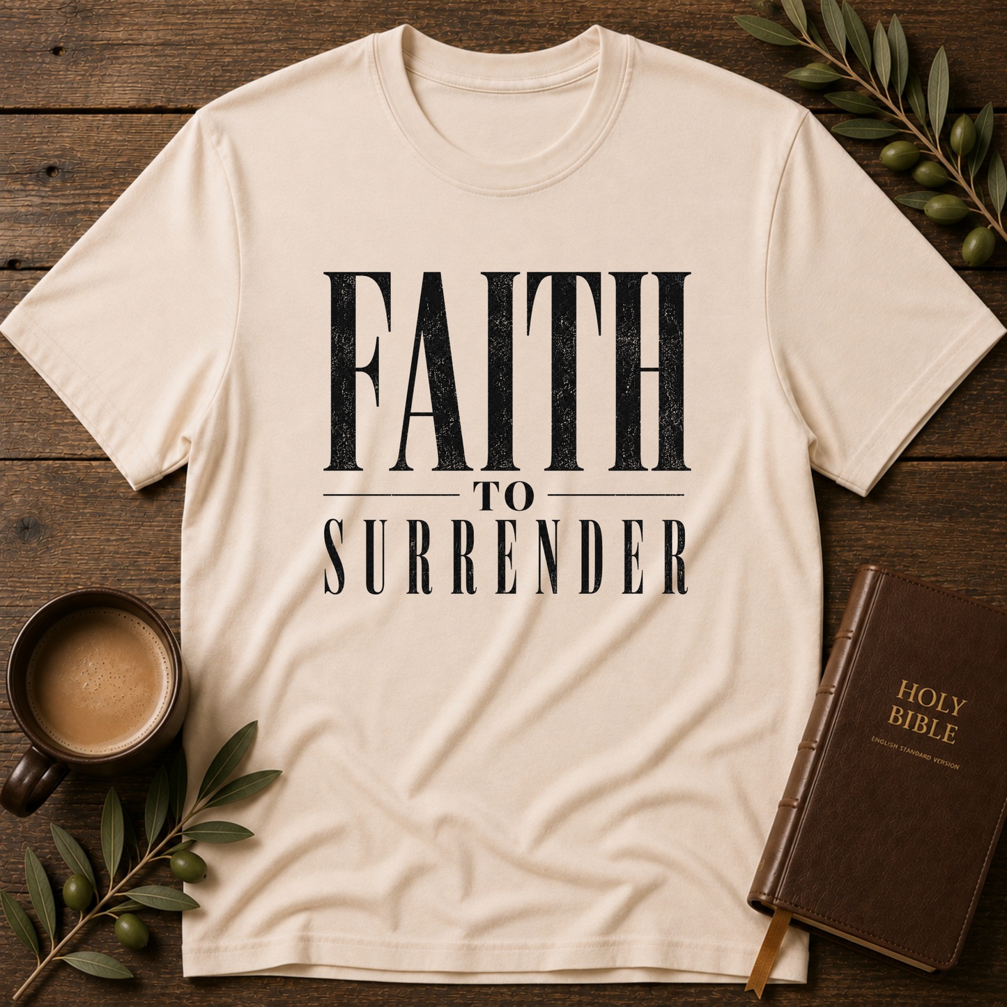 Faith to Surrender Christian T-Shirt | Minimalist Christian Streetwear Tee Breaking Bread Designs