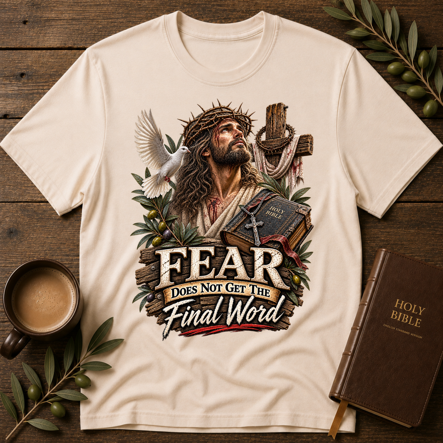 Fear Does Not Get the Final Word Christian T-Shirt | Mental Health Jesus Shirt Breaking Bread Designs