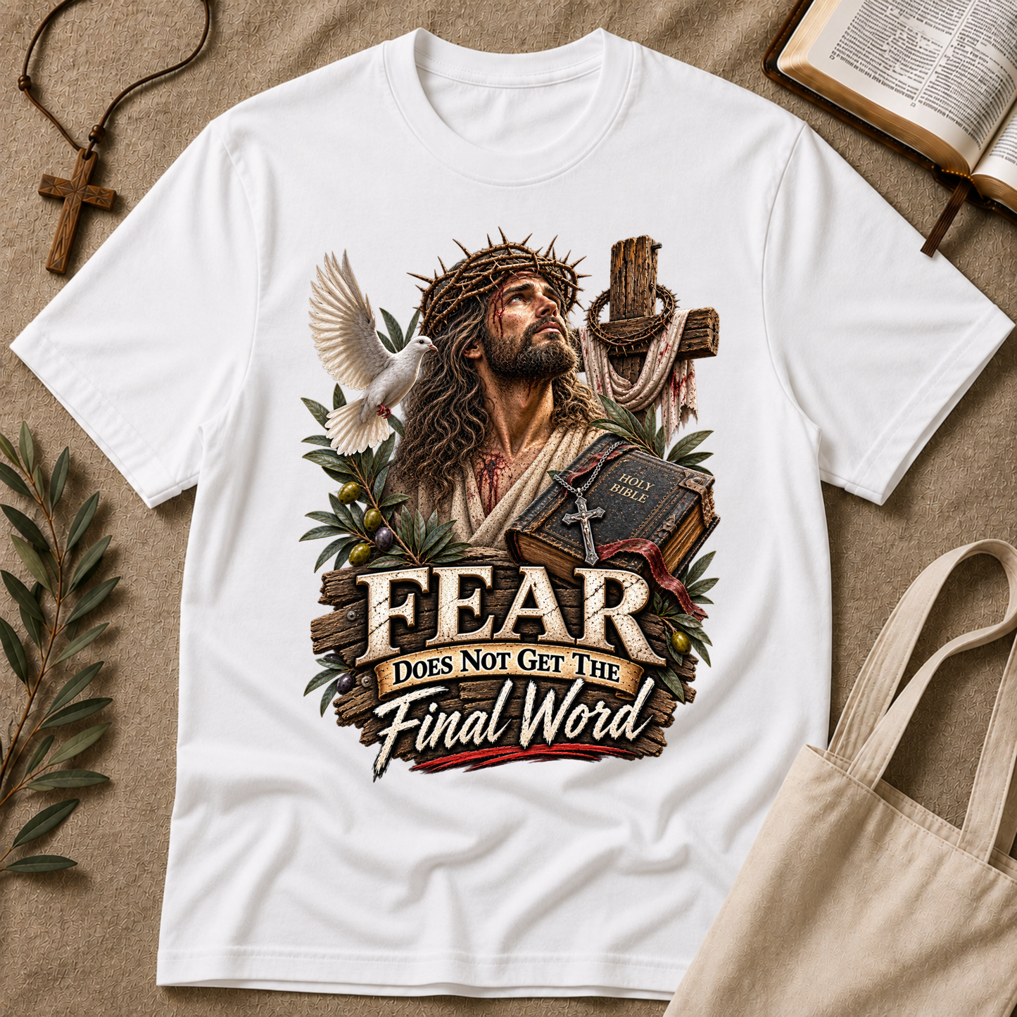 Fear Does Not Get the Final Word Christian T-Shirt | Mental Health Jesus Shirt Breaking Bread Designs