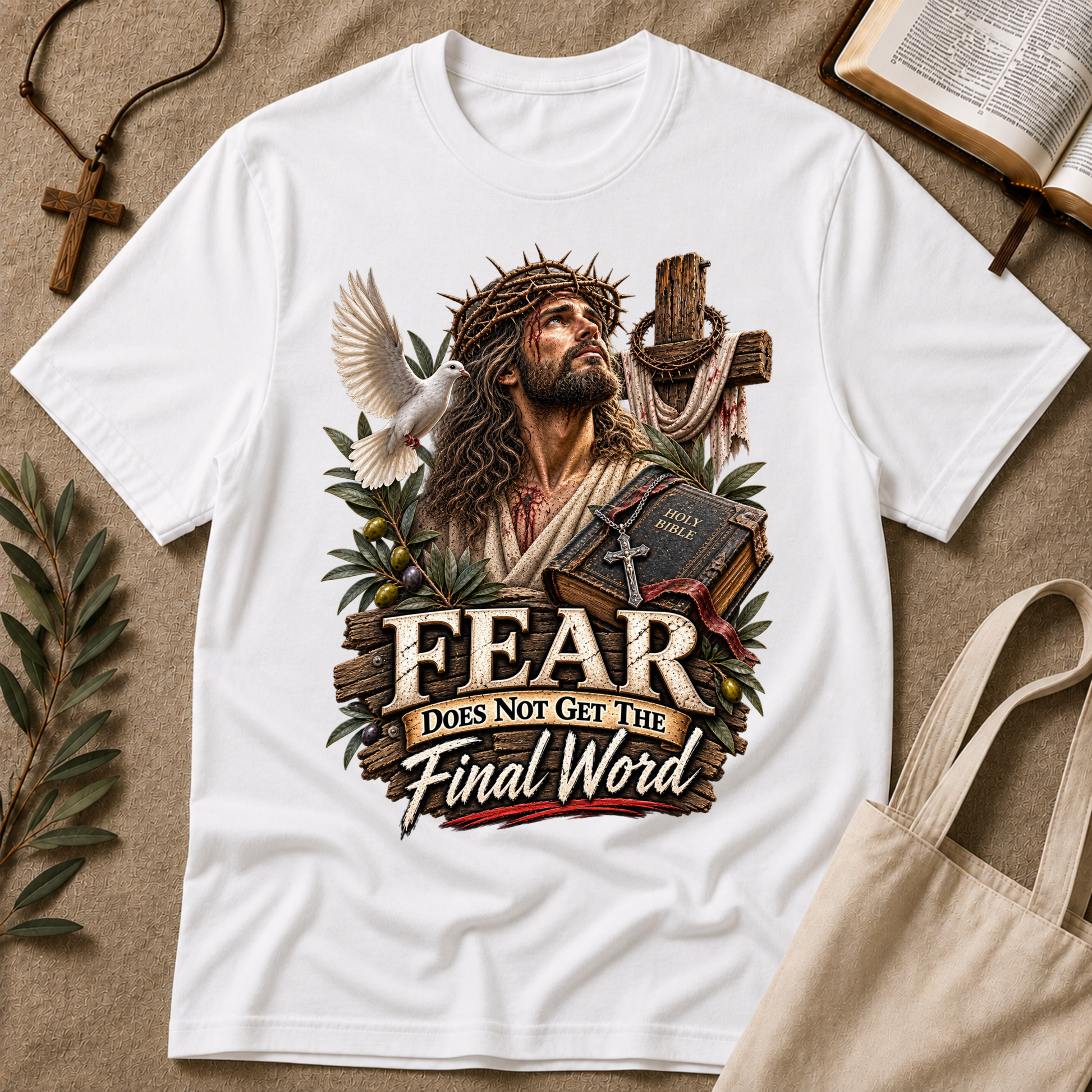 Fear Does Not Get the Final Word Christian T-Shirt | Mental Health Jesus Shirt Breaking Bread Designs