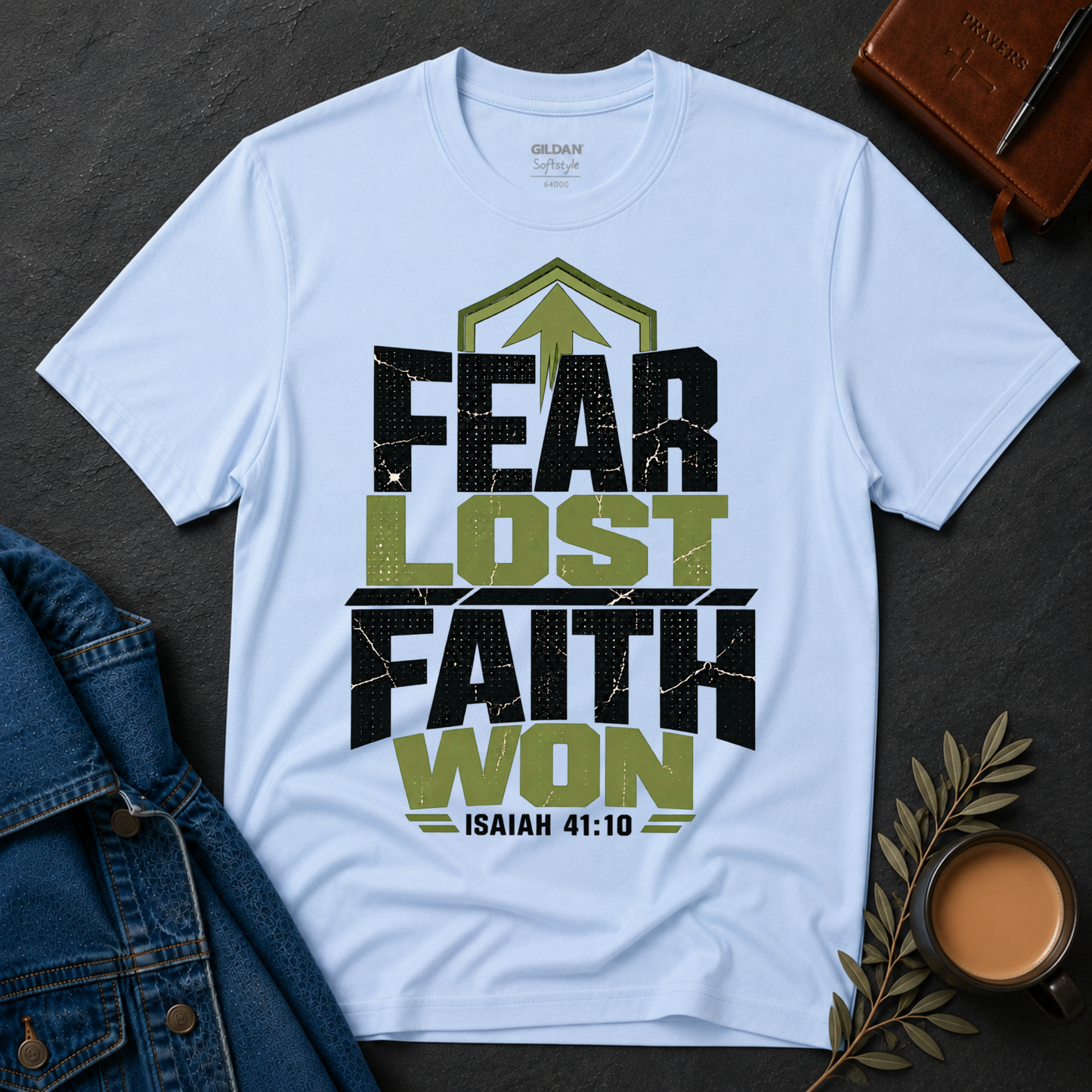 Fear Lost Faith Won Christian T-Shirt | Isaiah 41:10 Faith Shirt Breaking Bread Designs