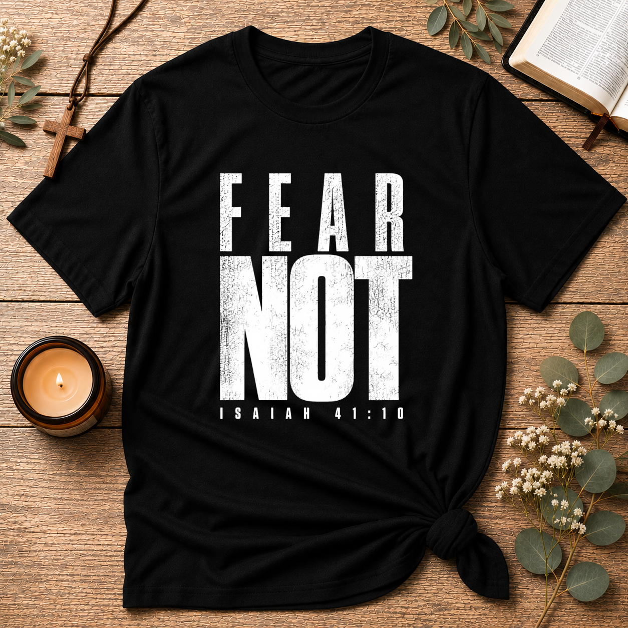 Fear Not Isaiah 41:10 Christian T-Shirt | Bold Minimalist Faith Streetwear Breaking Bread Designs