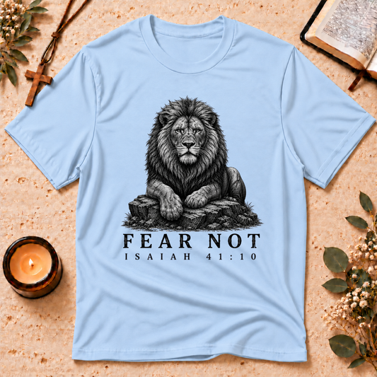 Fear Not Isaiah 41:10 Lion Christian T-Shirt Breaking Bread Designs
