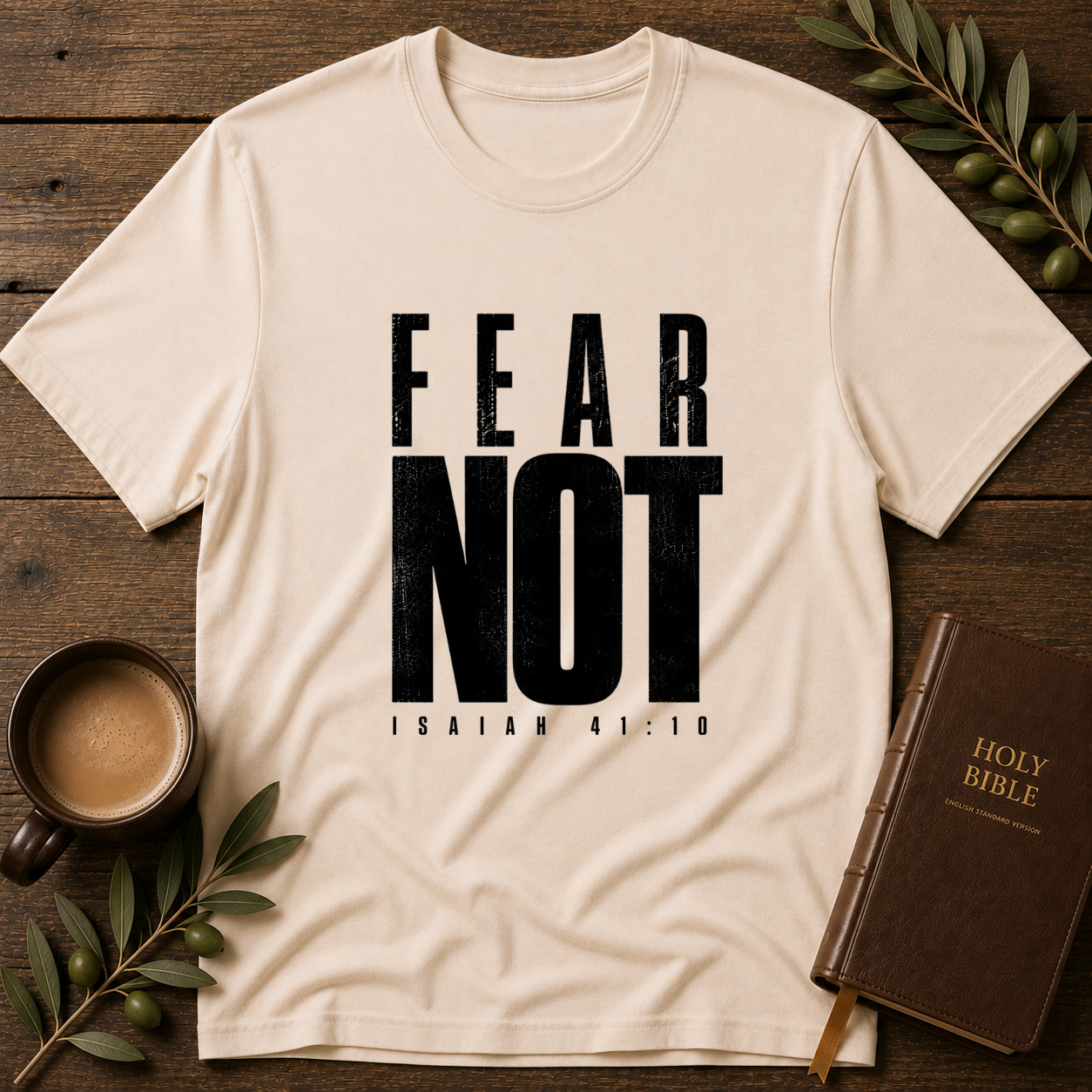 Fear Not Isaiah 41:10 Christian T-Shirt | Bold Minimalist Faith Streetwear Breaking Bread Designs