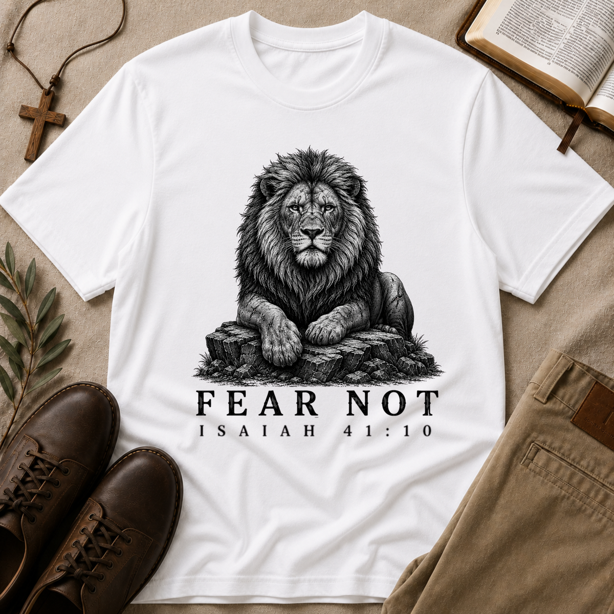 Fear Not Isaiah 41:10 Lion Christian T-Shirt | Lion Of Judah Shirt Breaking Bread Designs