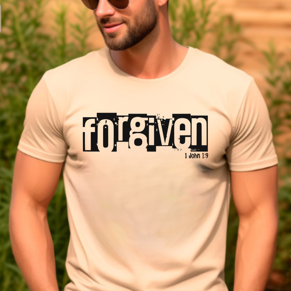 PNG Download - 1 John 1:9 FORGIVEN Christian Shirt Design Breaking Bread Designs