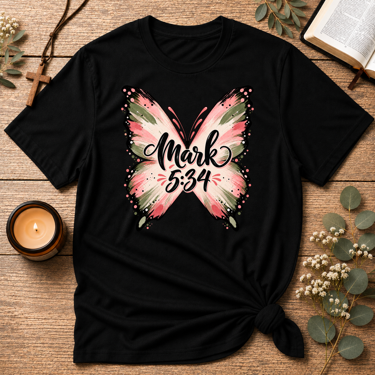 Freed From Suffering T-Shirt | Mark 5:34 Christian Butterfly Shirt Printify