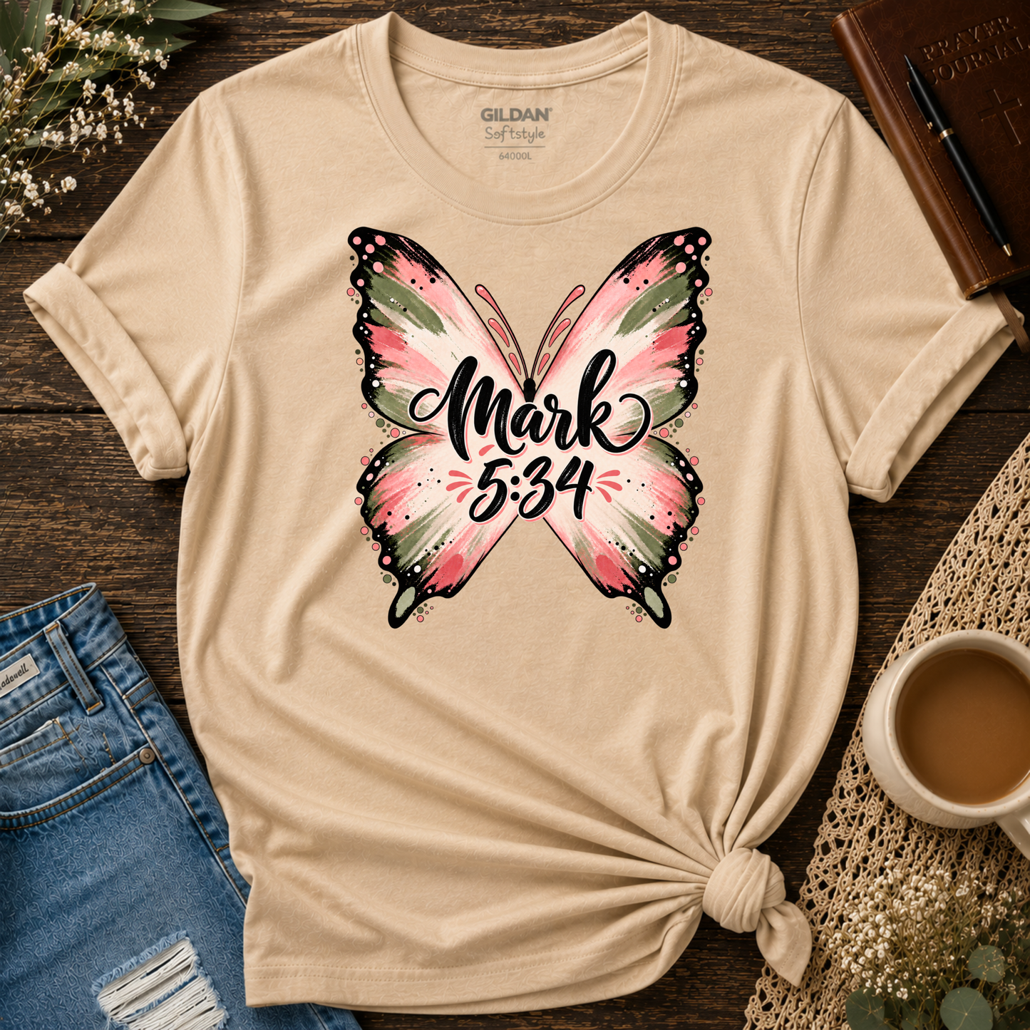 Freed From Suffering T-Shirt | Mark 5:34 Christian Butterfly Shirt Printify
