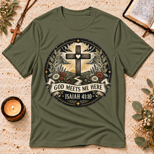 God Meets Me Here Isaiah Faith T-Shirt Breaking Bread Designs