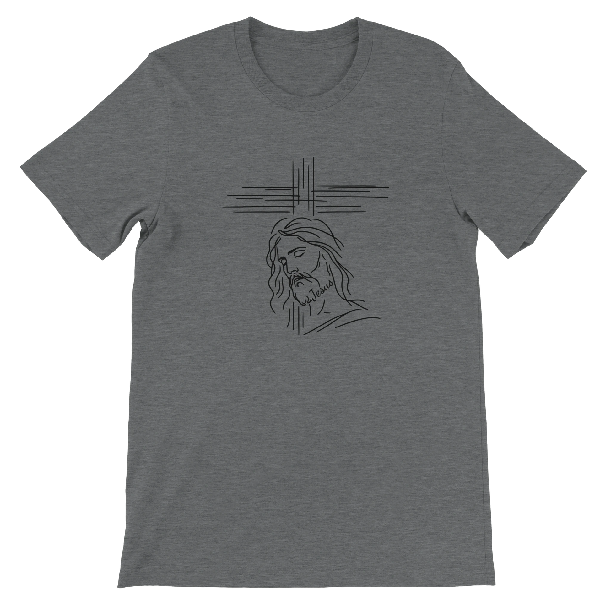 Christian Minimalist Jesus Line Art Graphic Design Charcoal T-Shirt – Unisex Fit - Breaking Bread Designs