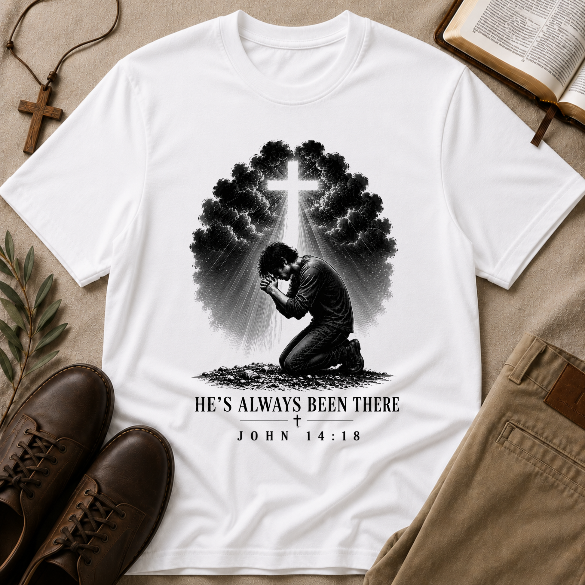 He's Always Been There Christian T-Shirt | John 14:19 Faith Tee Breaking Bread Designs