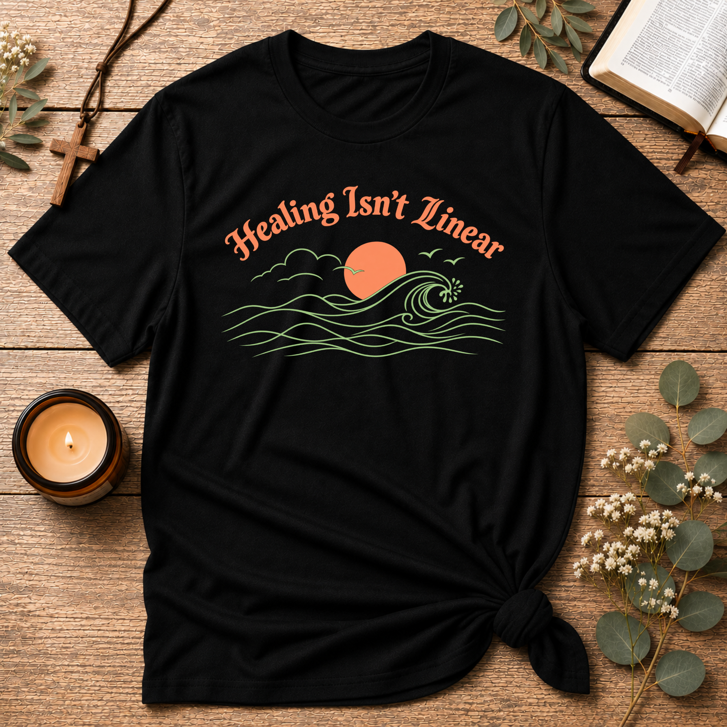 Faith Isn't Linear Christian T-Shirt | Healing Through Faith Breaking Bread Designs