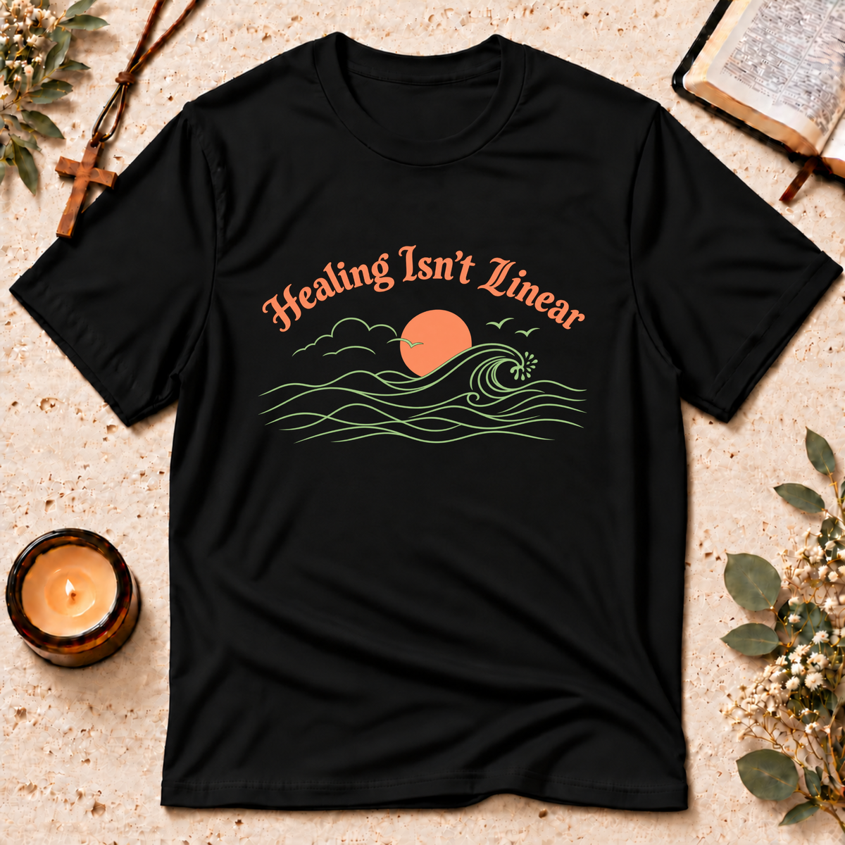 Healing Isn't Linear Christian Mental Health T-Shirt Breaking Bread Designs