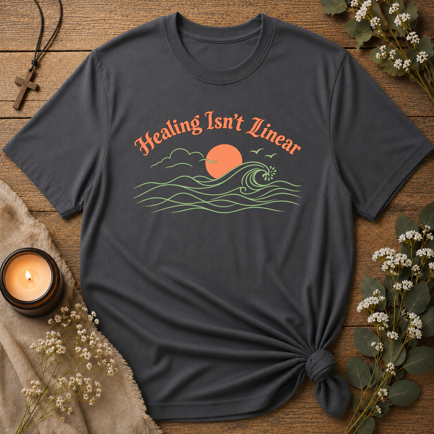Faith Isn't Linear Christian T-Shirt | Healing Through Faith Breaking Bread Designs