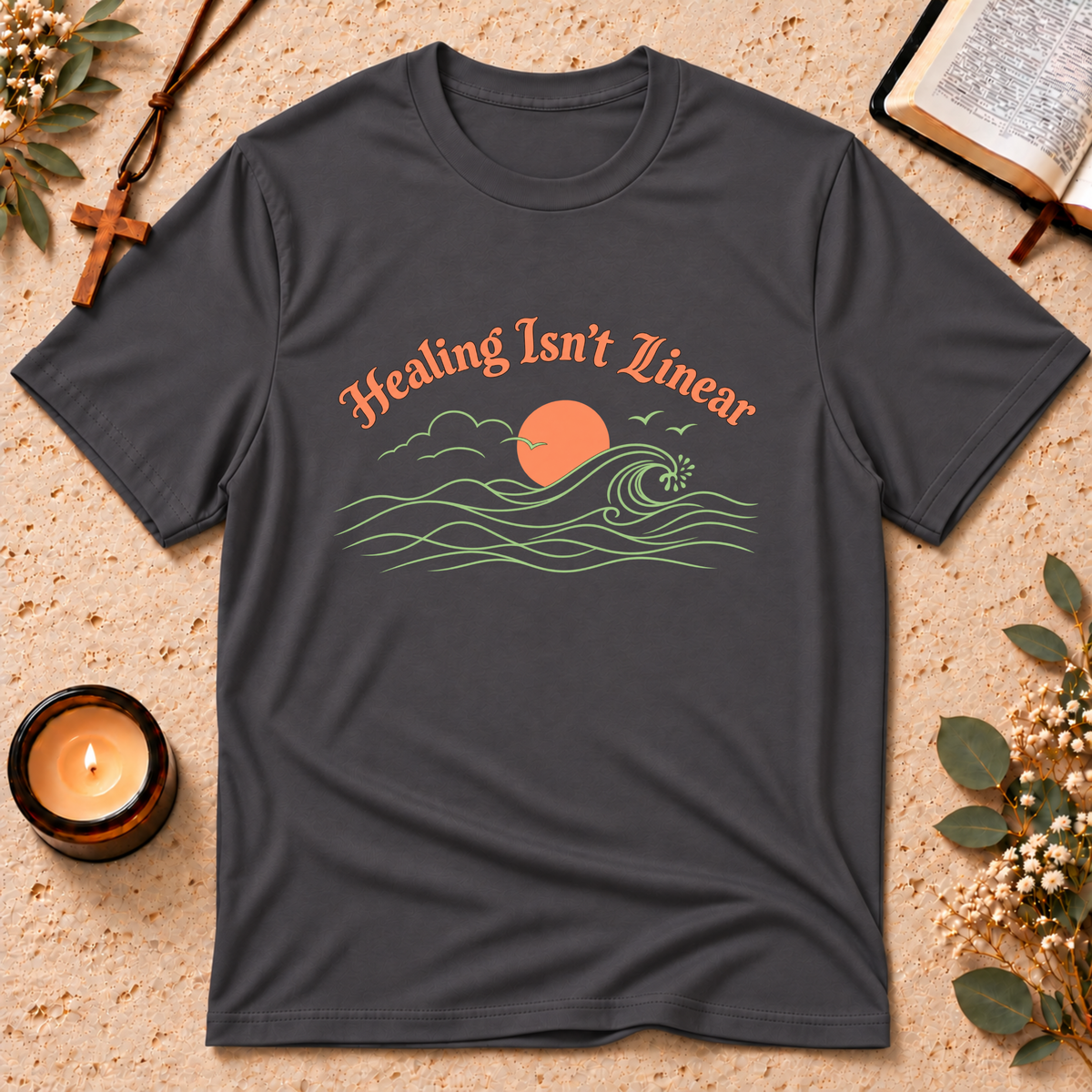 Healing Isn't Linear Christian Mental Health T-Shirt Breaking Bread Designs