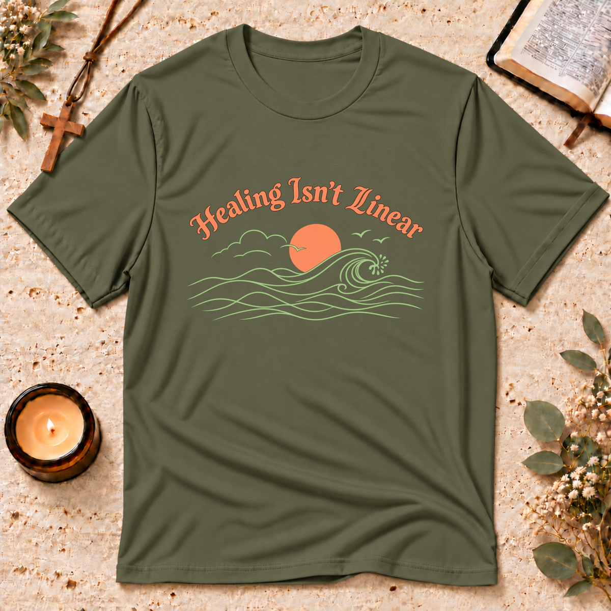 Healing Isn't Linear Christian Mental Health T-Shirt Breaking Bread Designs
