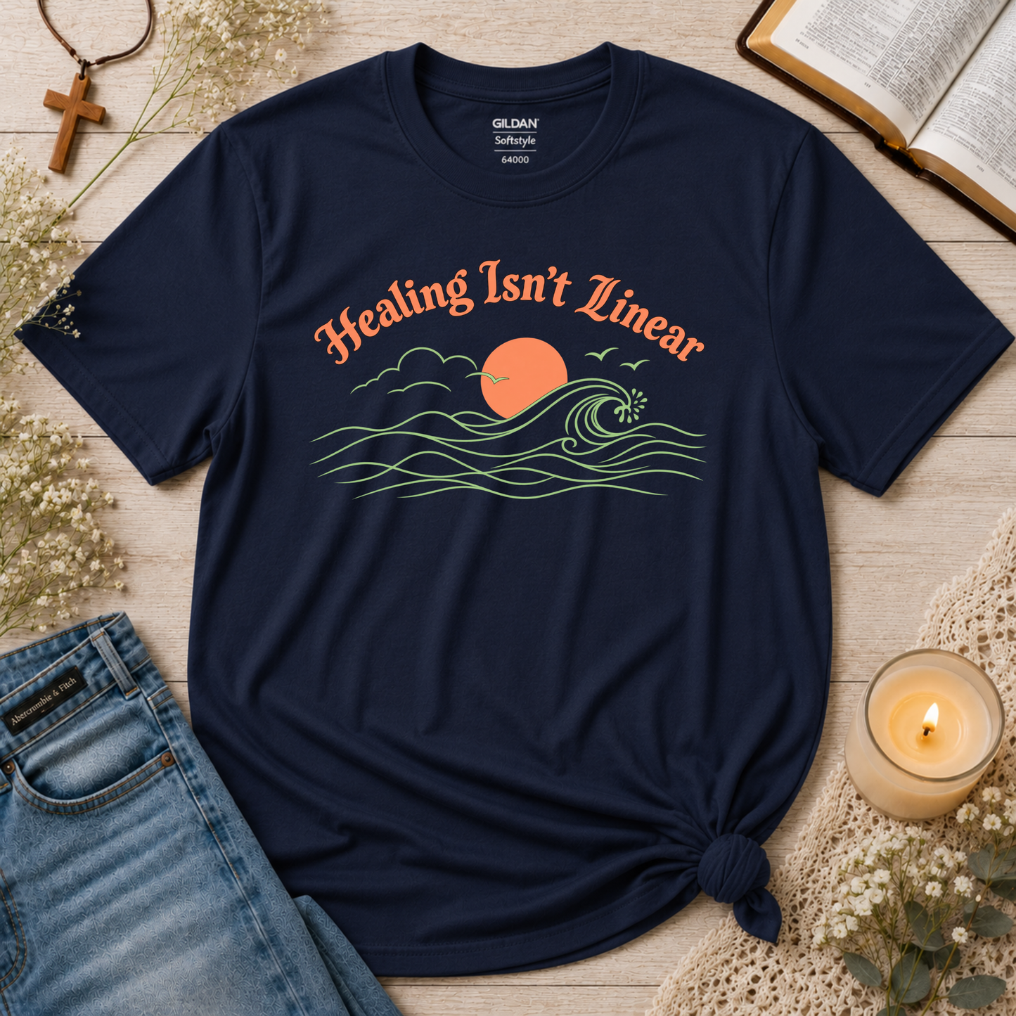 Faith Isn't Linear Christian T-Shirt | Healing Through Faith Breaking Bread Designs