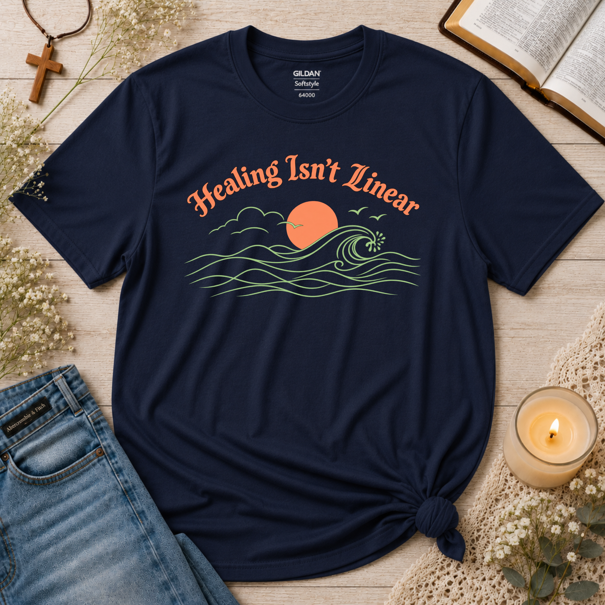 Faith Isn't Linear Christian T-Shirt | Healing Through Faith Breaking Bread Designs
