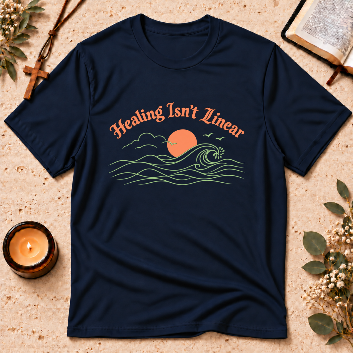 Healing Isn't Linear Christian Mental Health T-Shirt Breaking Bread Designs