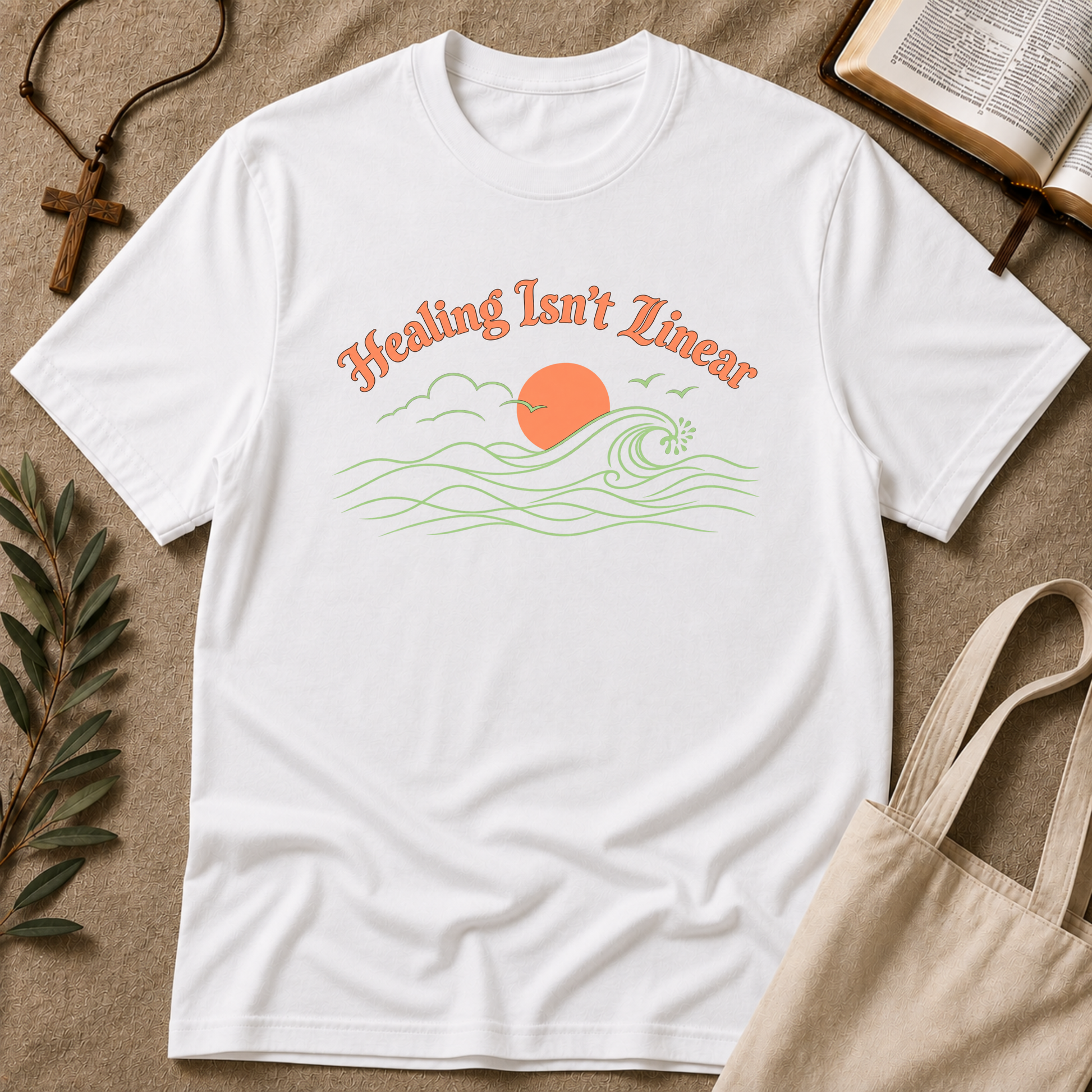Faith Isn't Linear Christian T-Shirt | Healing Through Faith Breaking Bread Designs