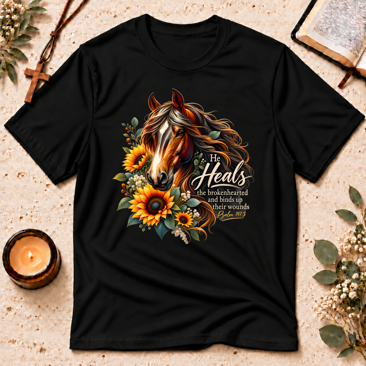 He Heals the Brokenhearted Christian Healing T-Shirt Breaking Bread Designs