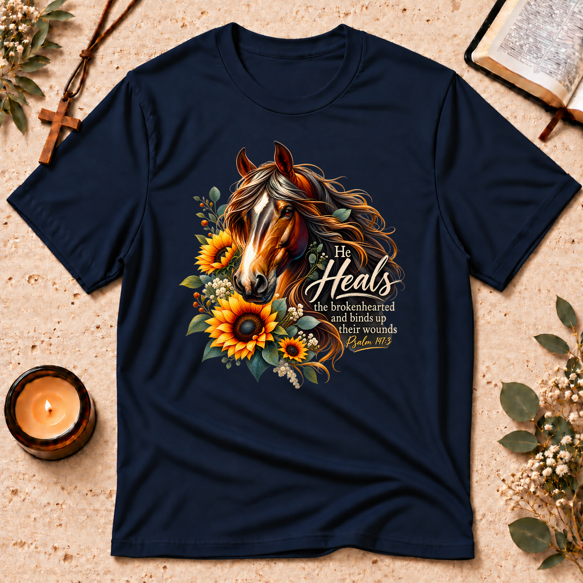 He Heals the Brokenhearted Christian Healing T-Shirt Breaking Bread Designs