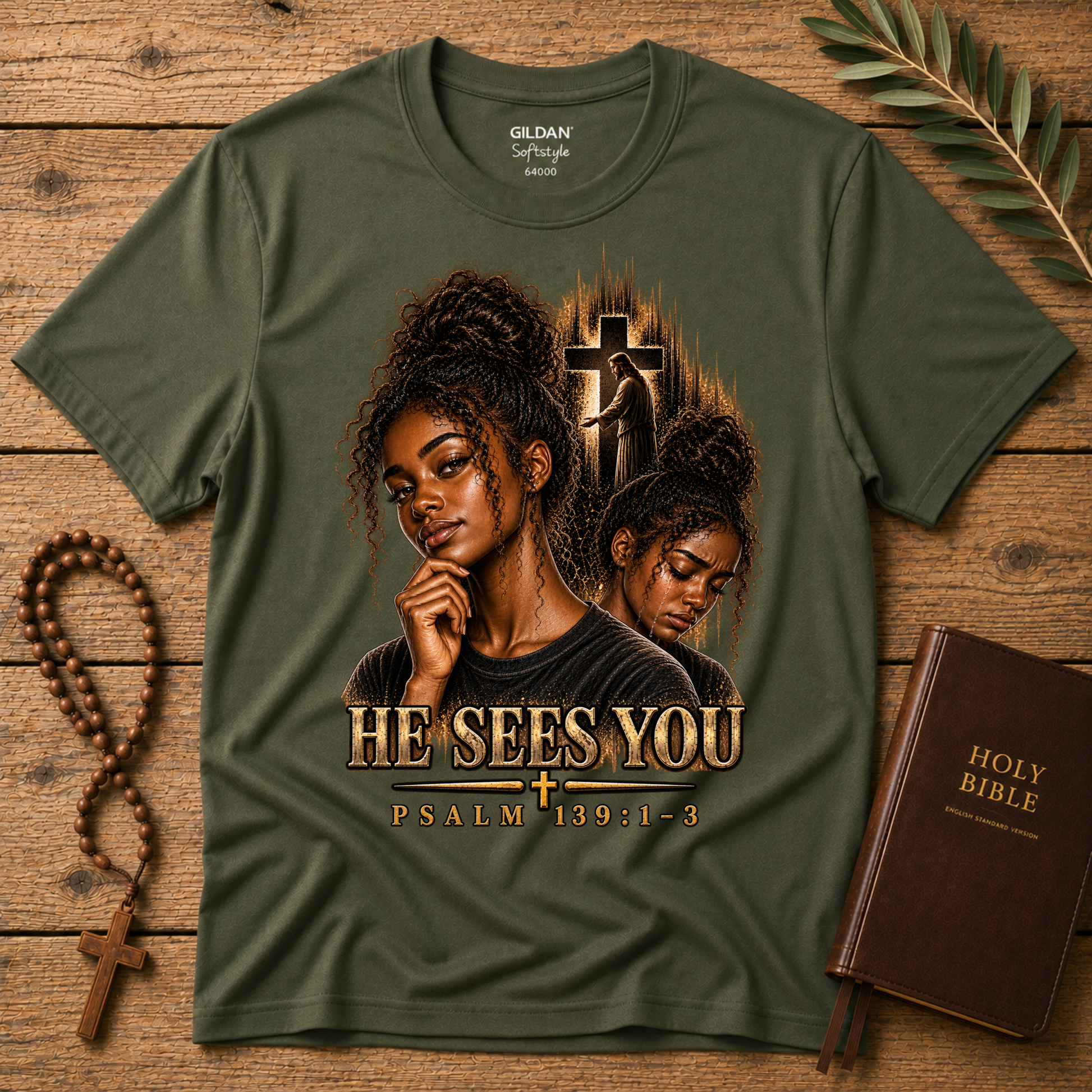 He Sees You Christian T-Shirt | Psalm 139:1–3 Black Christian Faith Tee | Christian Mental Health Shirt Printify